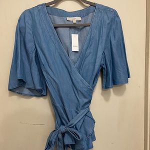 Loft Chambray Wrap Top